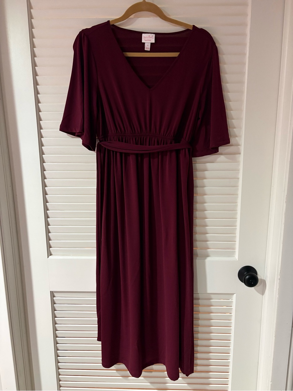Isabel Maternity by Ingrid & Isabel Deep Wine V-Neck Midi Dress